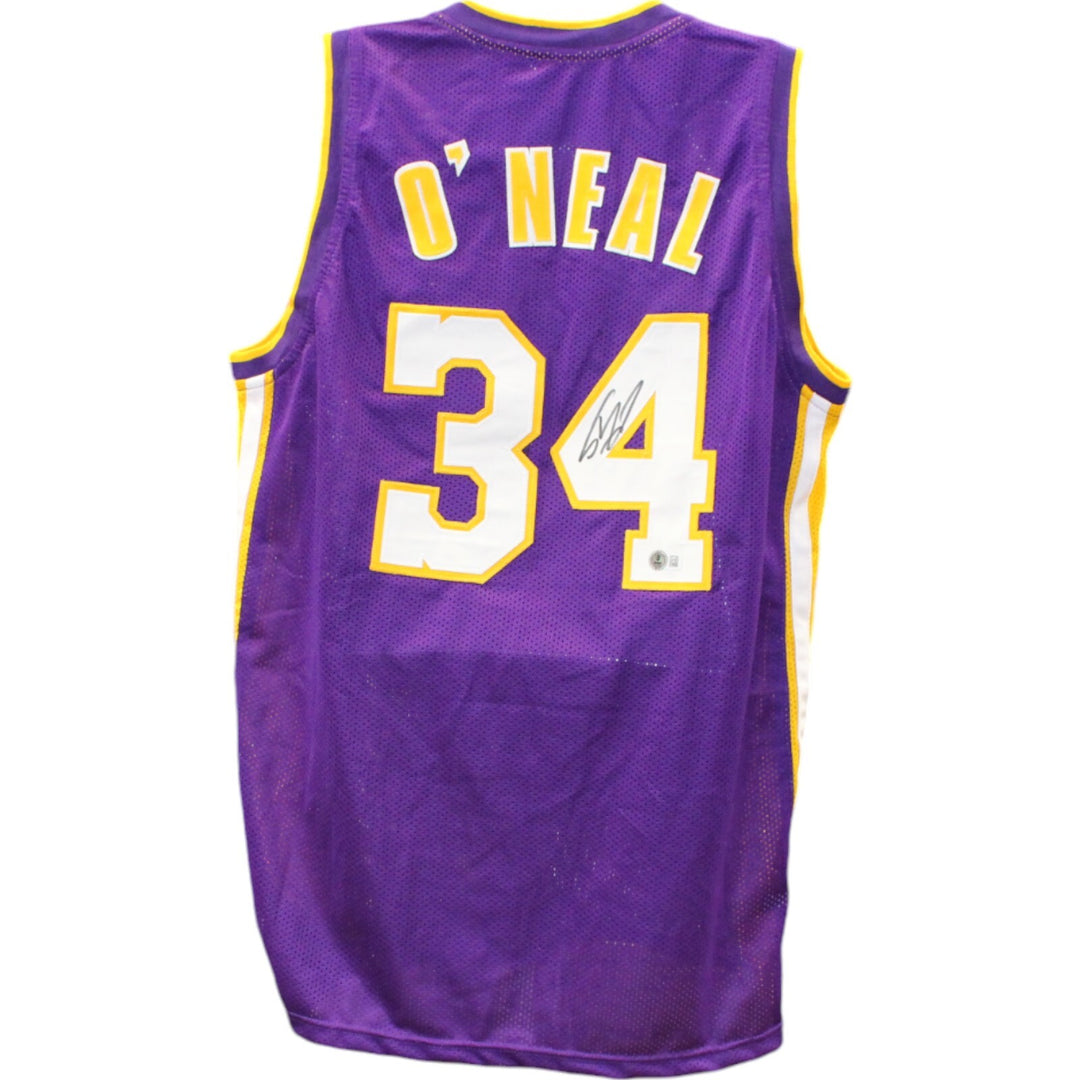 Shaquille O'Neal Autographed/Signed Pro Style XL Purple Jersey Beckett 47408