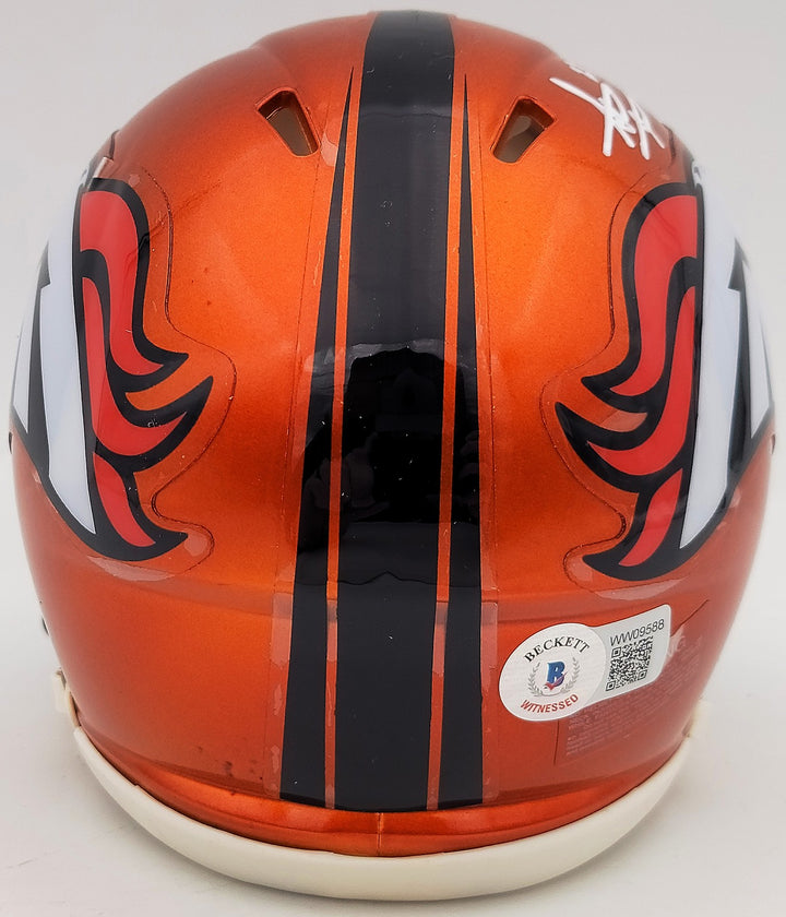 Steve Atwater Auto Signed Denver Broncos Flash Orange Speed Mini Helmet Beckett