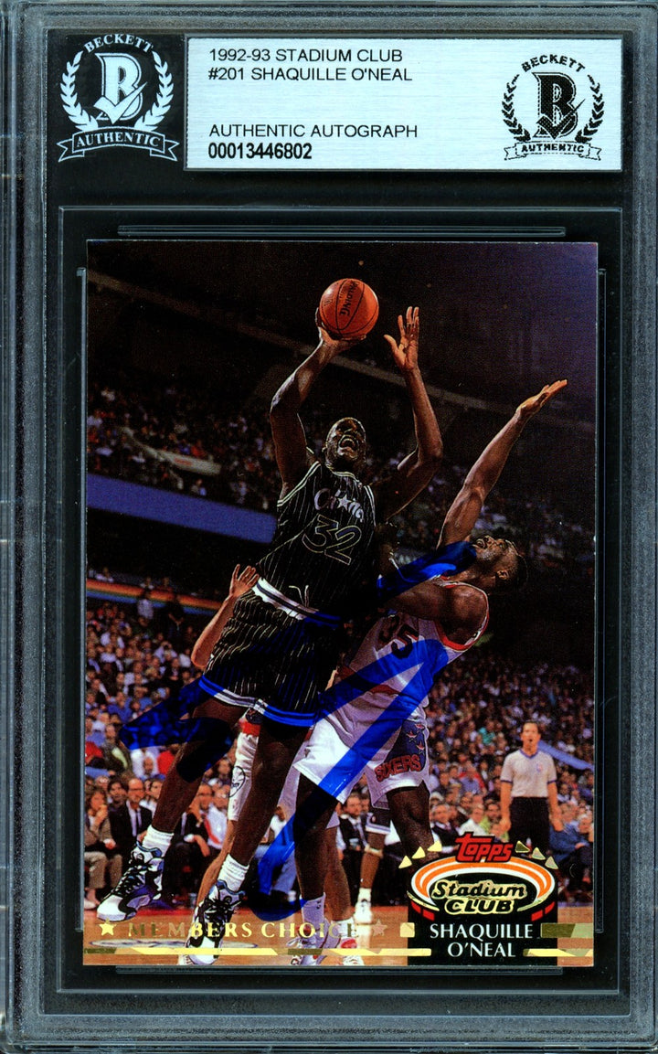 Shaquille O'Neal Signed 1992-93 Stadium Club Members Choice RC 201 Magic Beckett