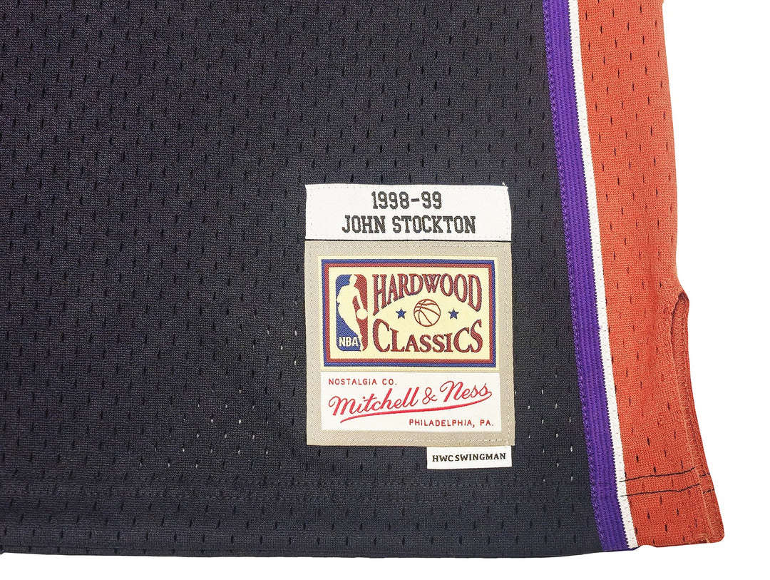 Jazz John Stockton Auto Black Auth Mitchell Ness 98-99 HWC Swingman Jersey L BAS