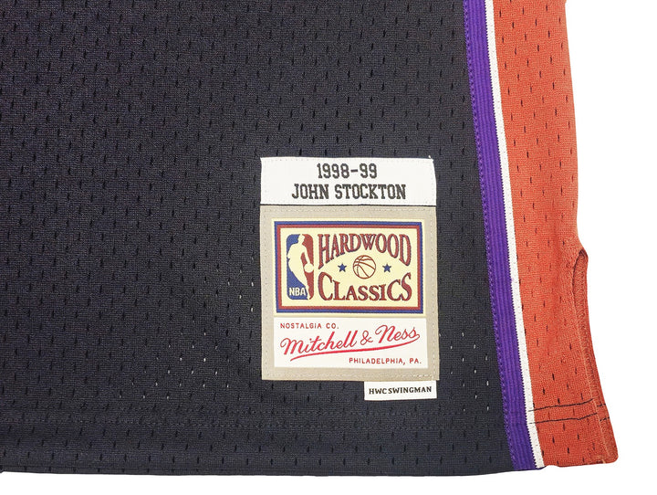 Jazz John Stockton Auto Black Auth Mitchell Ness 98-99 HWC Swingman Jersey L BAS
