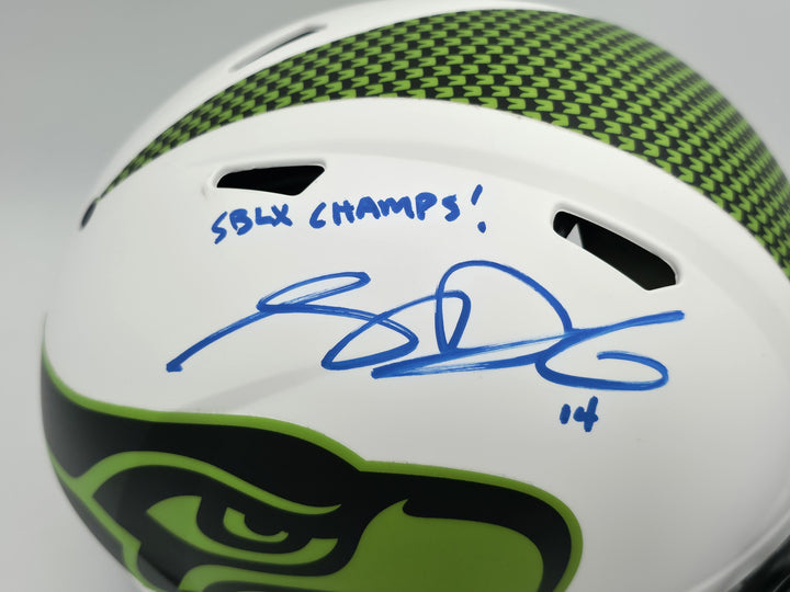 Sam Darnold Auto Seahawks Lunar Eclipse White Full Size Auth Helmet SB LX Champs