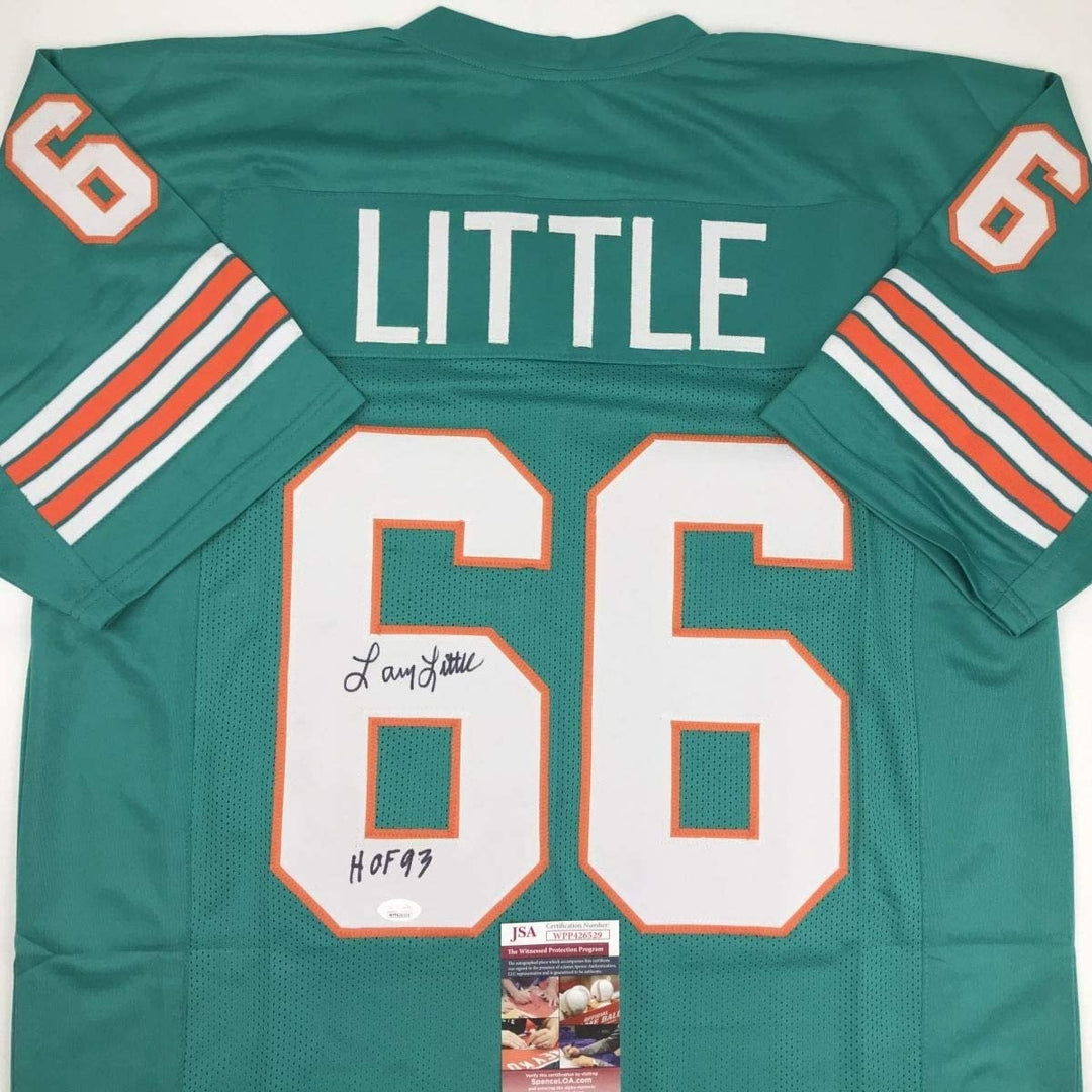 Autographed/Signed LARRY LITTLE HOF 93 Miami Teal Jersey JSA COA Auto