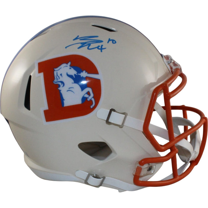 Bo Nix Autographed/Signed Denver Broncos F/S Retro Helmet Beckett Witness 56407