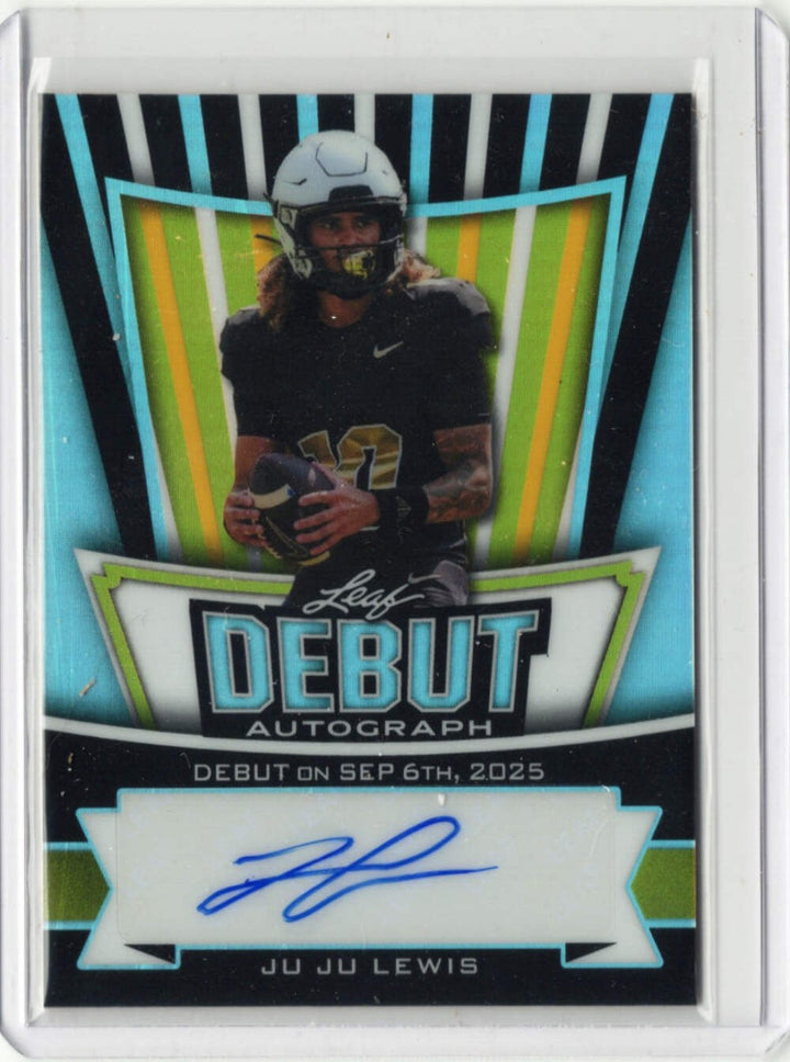2025 Leaf Metal JuJu Lewis #DAJL1 Debut Auto /11 Rookie RC Football Card