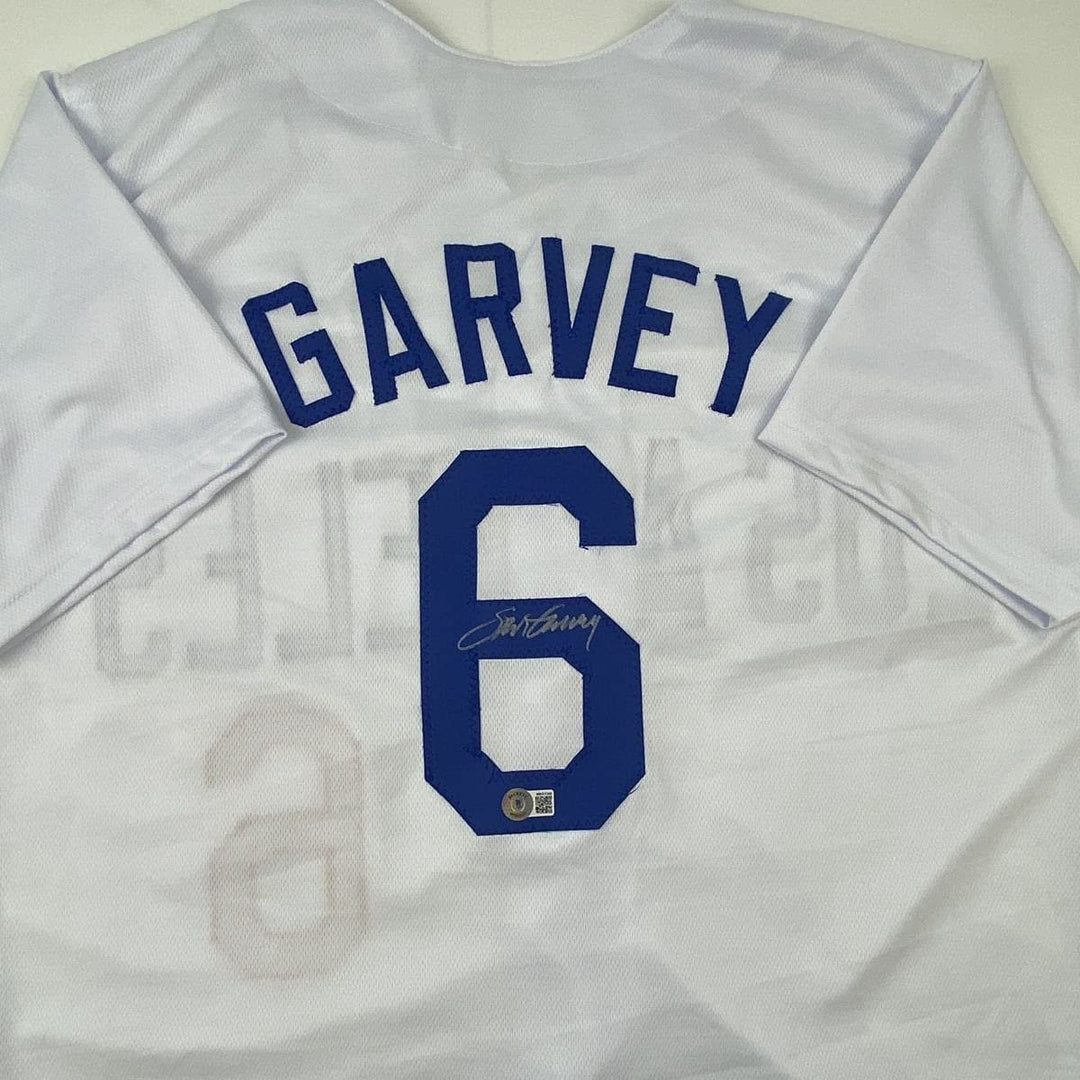 Autographed/Signed STEVE GARVEY Los Angeles White Jersey Beckett COA