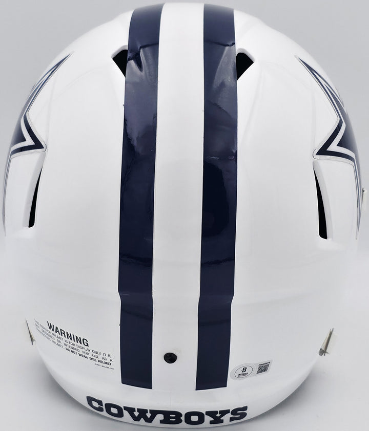 Roger Staubach Auto Cowboys 22 Alternate White Full Size Spd Rep Helmet Beckett