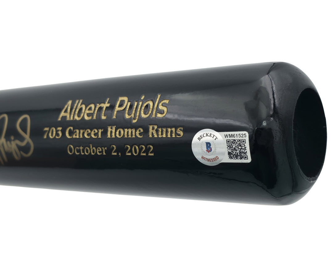 Albert Pujols Auto Black Marucci 703 Career Home Run Engraving Bat Cardinals BAS