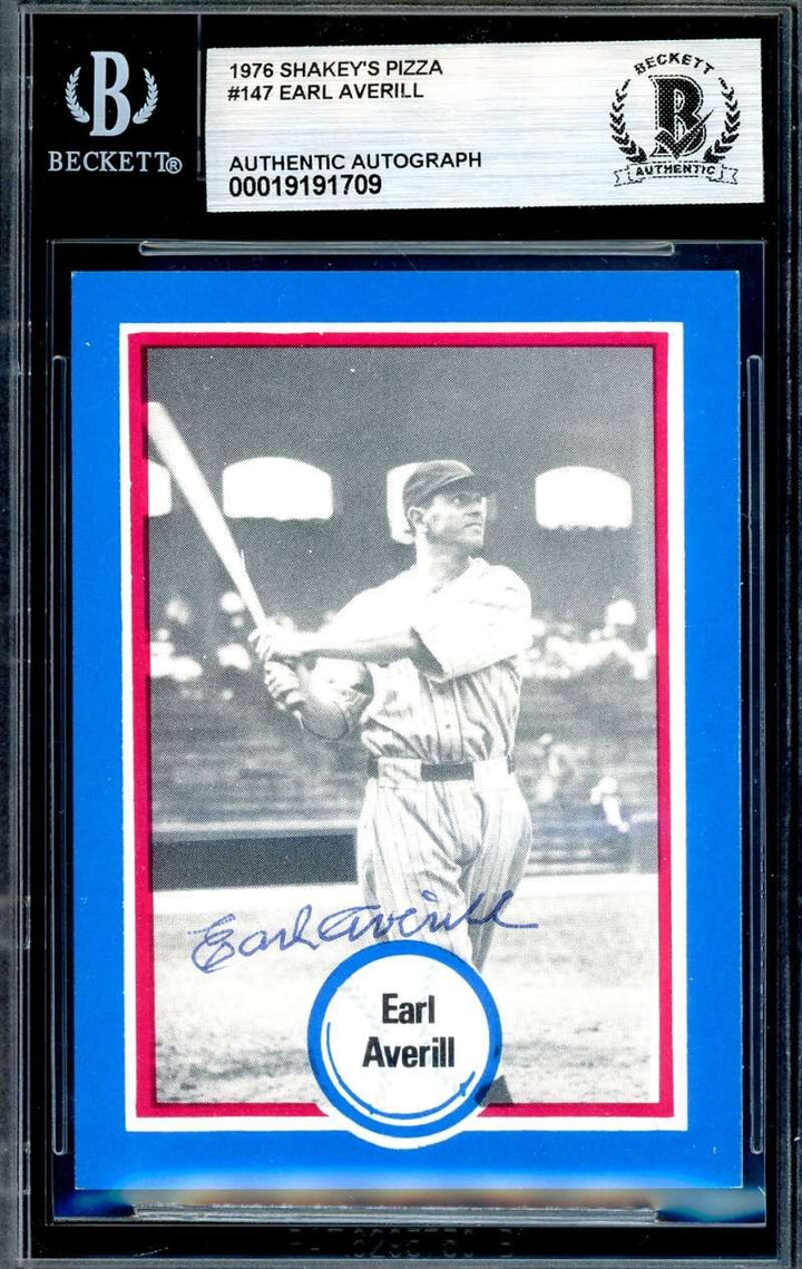 Earl Averill Beckett BAS Signed 1976 Shakey's Pizza Autograph