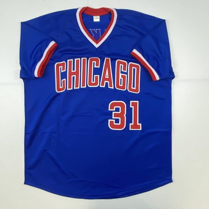 Autographed/Signed FERGIE JENKINS HOF 91 Chicago Blue Baseball Jersey JSA COA