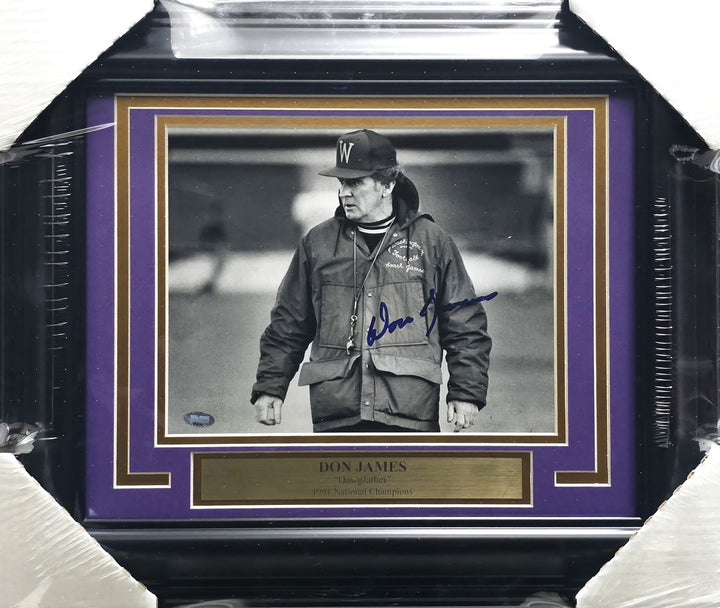 Don James Autographed Framed 8x10 Photo Washington Huskies MCS Holo #88810