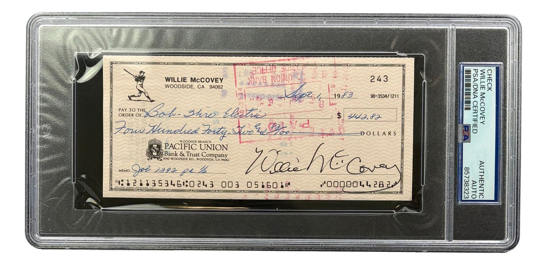 Willie McCovey San Francisco Giants Signed Bank Check #243 PSA/DNA