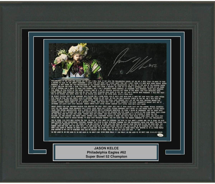 FRAMED Autographed/Signed JASON KELCE Eagles Parade Speech 16x20 Photo PSA COA