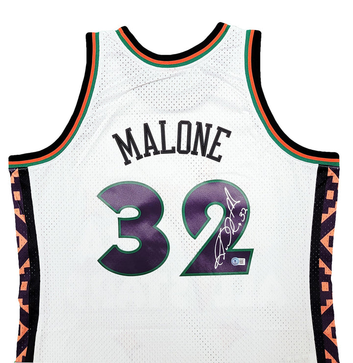 Jazz Karl Malone Auto White Purple Auth Mitchell Ness 1995 ASG Jersey XL Beckett