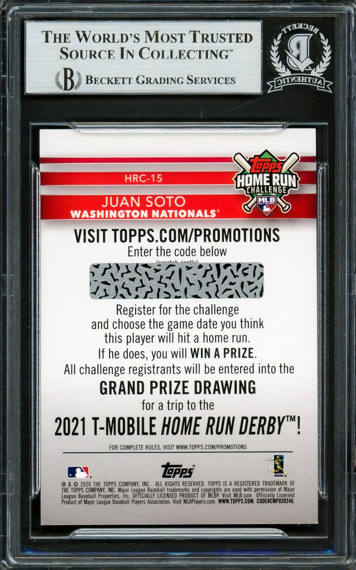 Juan Soto Signed 2020 Topps Home Run Challenge Card HRC15 Mets Beckett #16704290