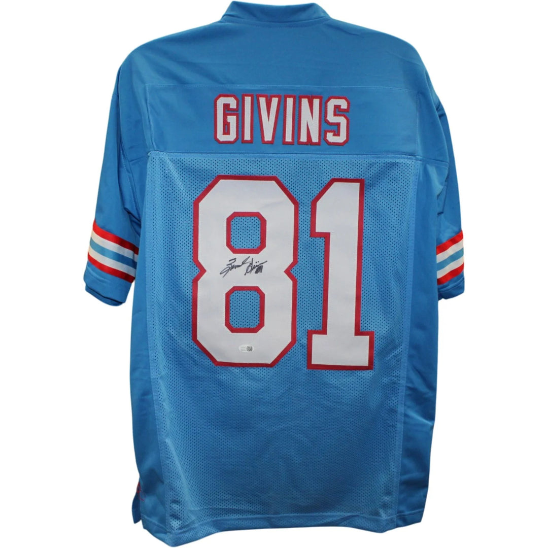 Ernest Givins Autographed Pro Style Jersey Blue size XL James Spence 58777