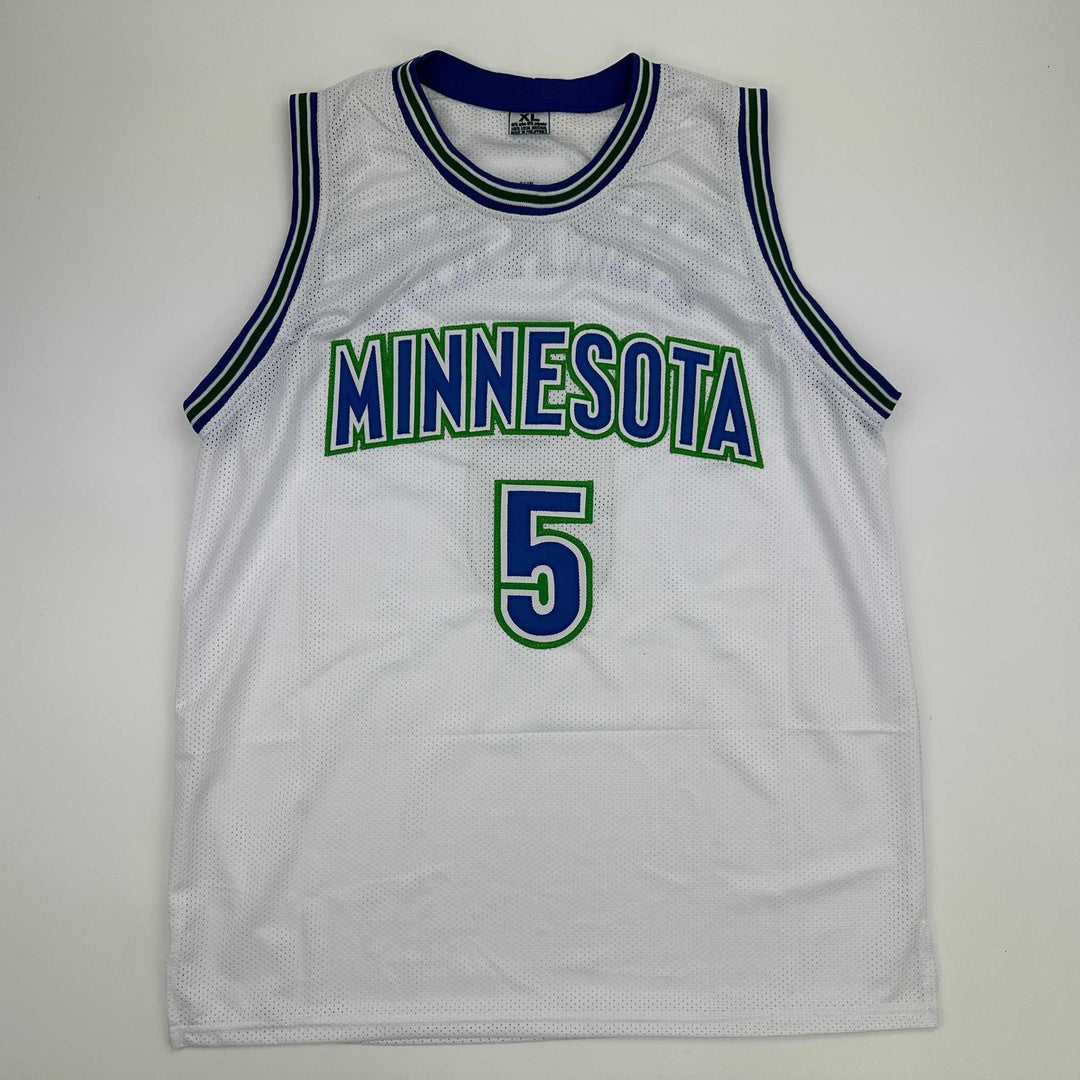 Facsimile Autographed Anthony Edwards Minnesota White Reprint Jersey Men's XL