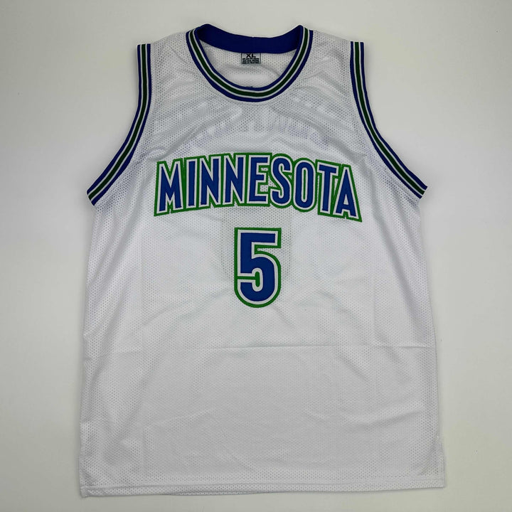 Facsimile Autographed Anthony Edwards Minnesota White Reprint Jersey Men's XL
