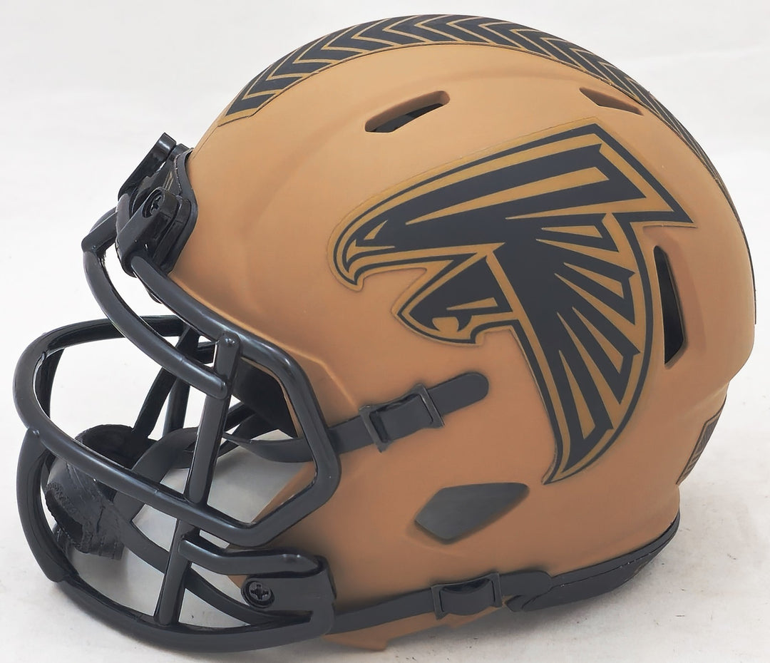 Michael Vick Signed Atlanta Falcons Camo Brown Speed Mini Helmet Beckett Wit