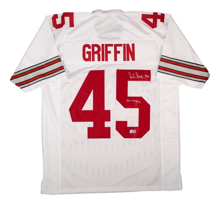 Archie Griffin Ohio State Signed White Football Jersey HT 1974/75  BAS