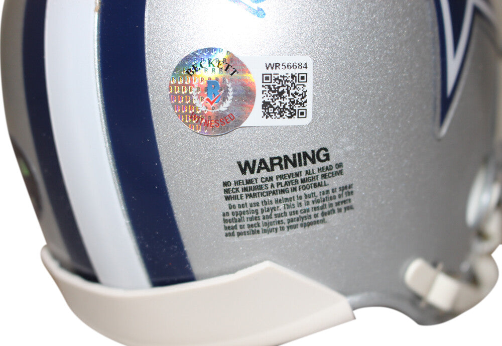 Emmitt Smith & Tony Dorsett Signed Dallas Cowboys VSR4 Mini Helmet BAS 37344