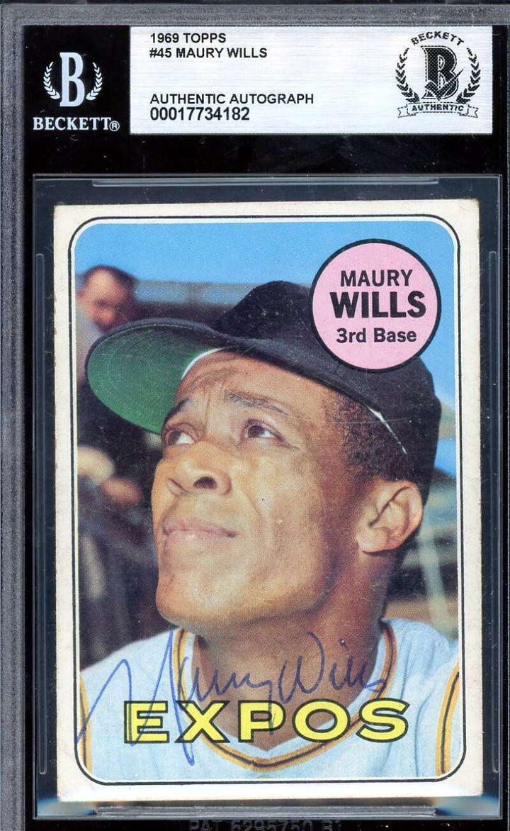 Maury Wills Beckett BAS Vintage Signed 1969 Topps Autograph