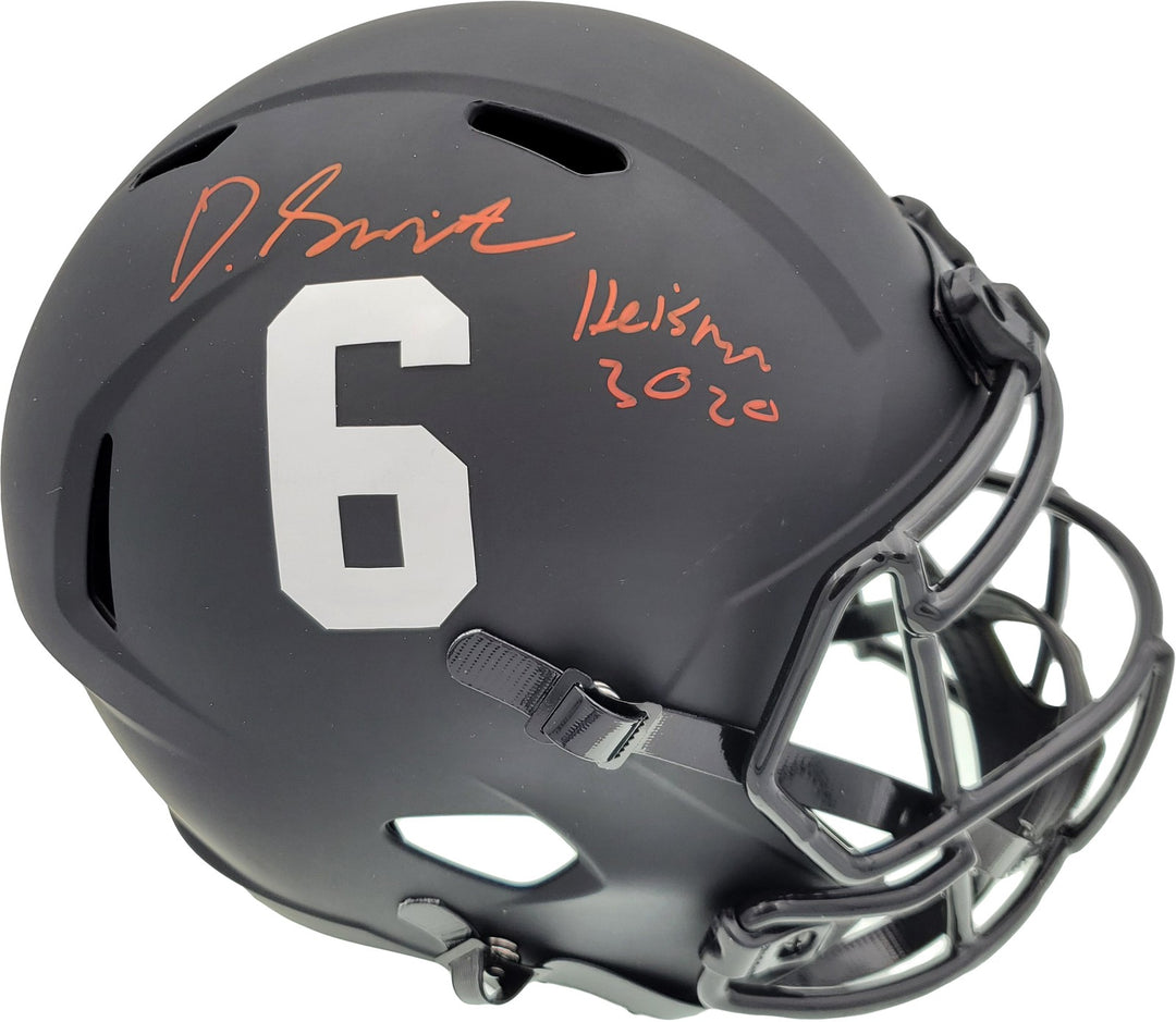 Devonta Smith Auto Alabama Tide Eclipse Black Full Size Rep Helmet Heisman BAS