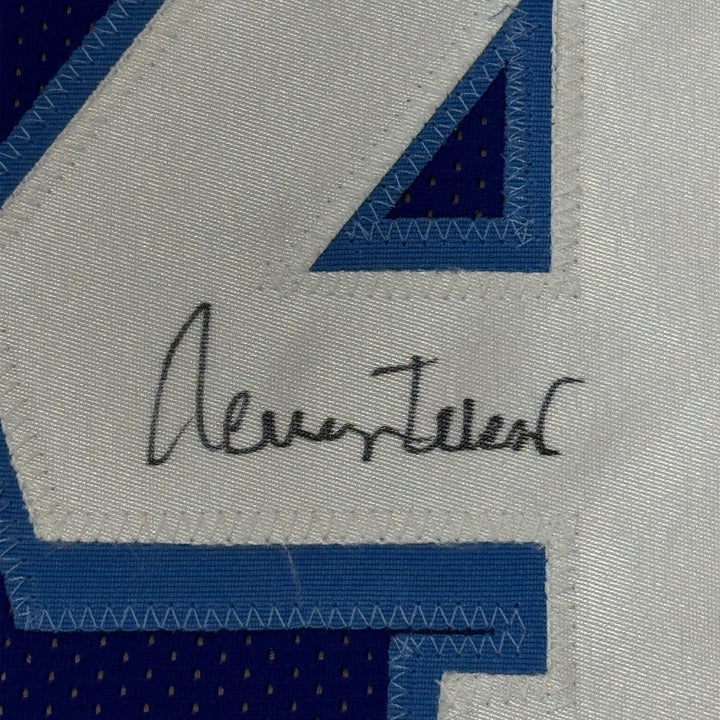 FRAMED Signed JERRY WEST 35x39 Los Angeles Blue Retro Jersey JSA COA