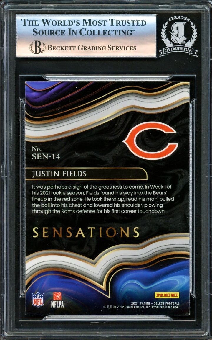 Justin Fields Signed 2021 Select Sensations RC #SEN-14 Chicago Bears Beckett