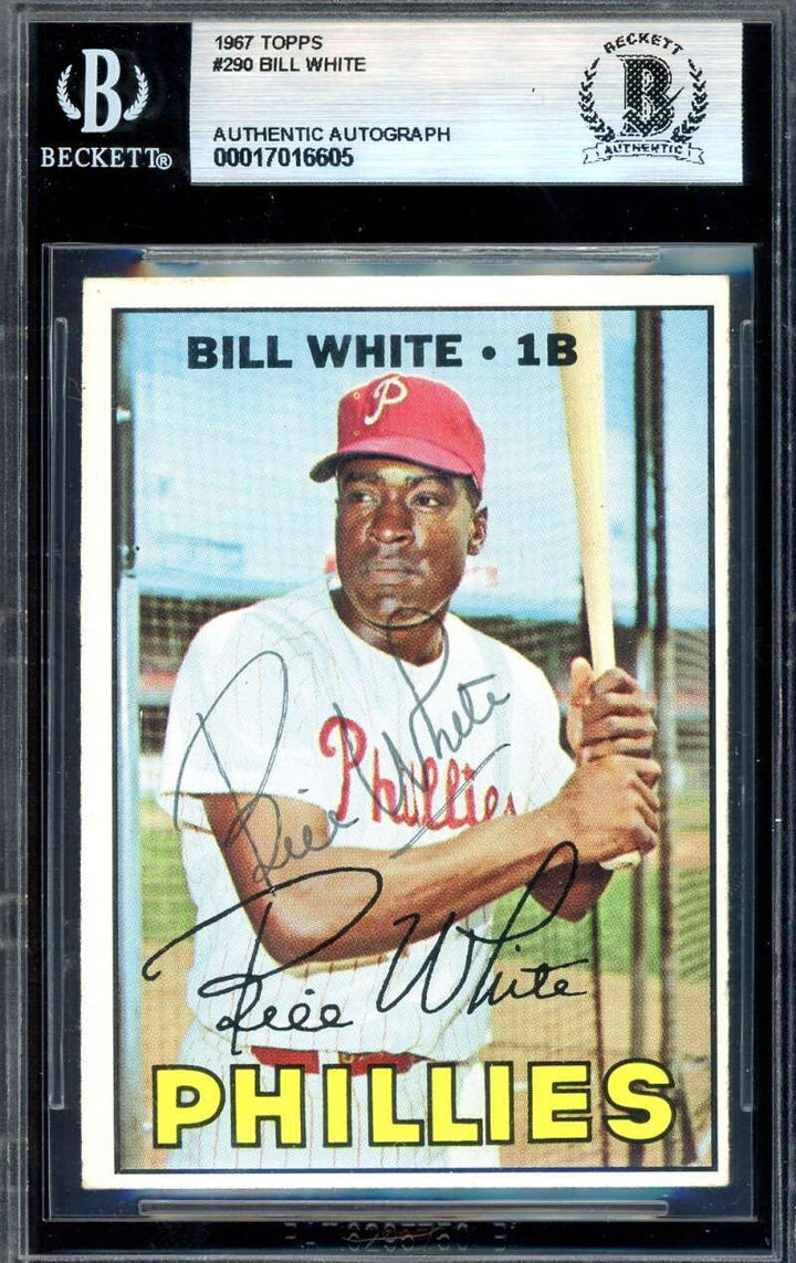 Bill White Beckett BAS Signed 1967 Topps Autograph