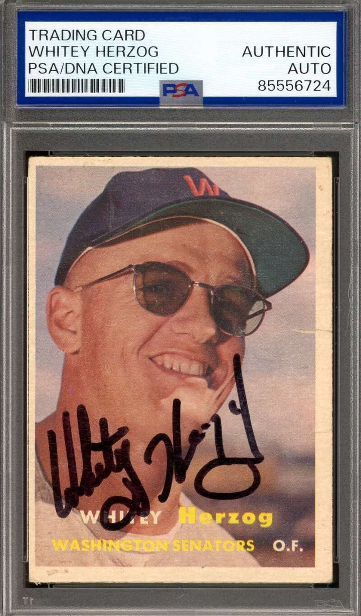 Whitey Herzog PSA DNA Signed 1957 Topps Rookie Autograph