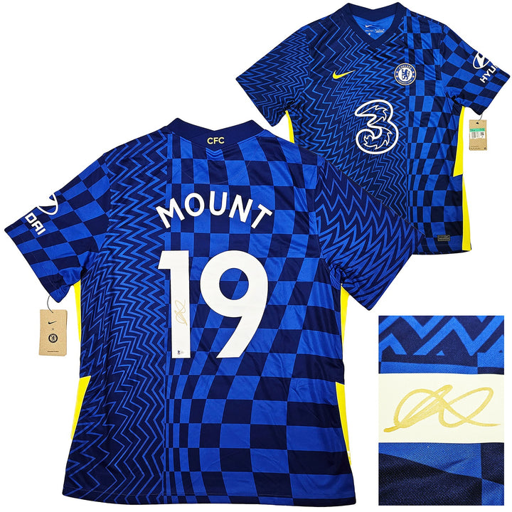 Chelsea F.C. Mason Mount Signed Blue Nike Jersey Size XL in Gold Beckett