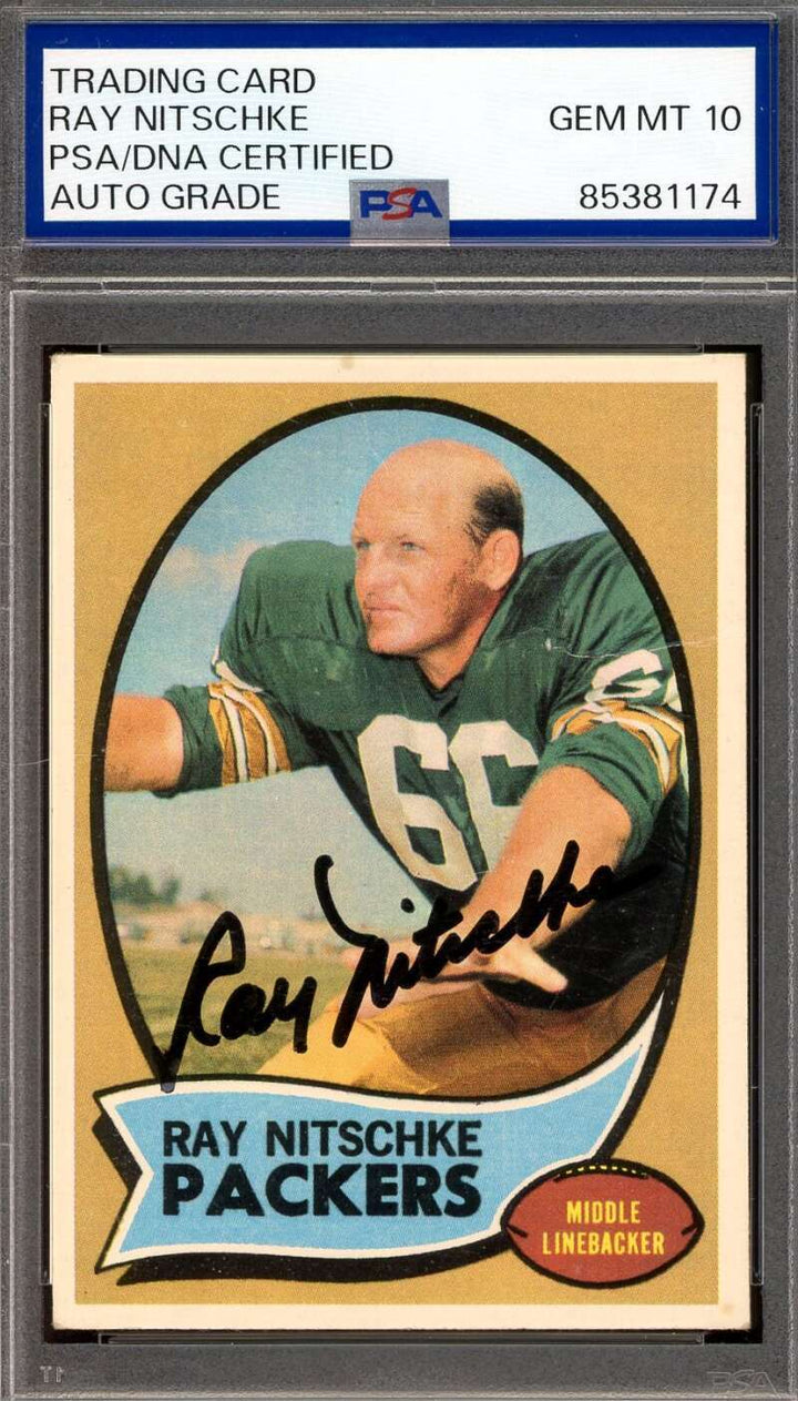 Ray Nitschke Gem Mint 10 PSA DNA Signed 1970 Topps Autograph