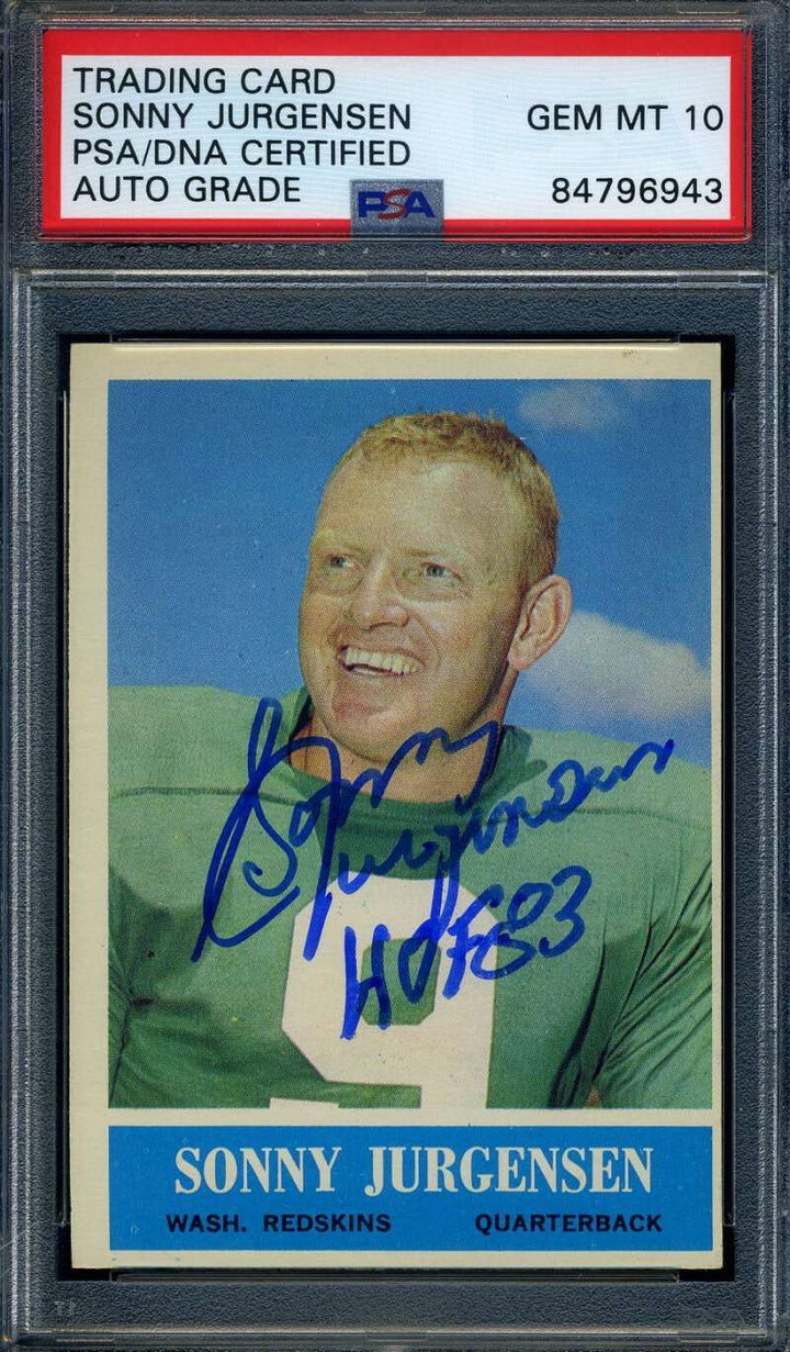 Sonny Jurgensen Gem Mint 10 PSA DNA Signed 1964 Philadelphia Autograph