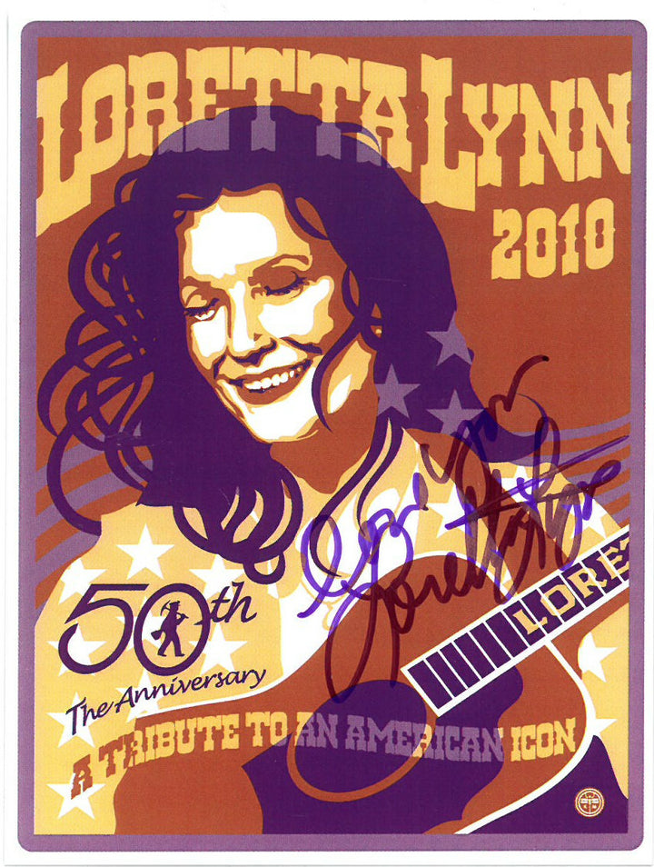 Loretta Lynn signed 2010 50th Anniversary Tribute 4.5X5.5 Postcard- JSA Hologram