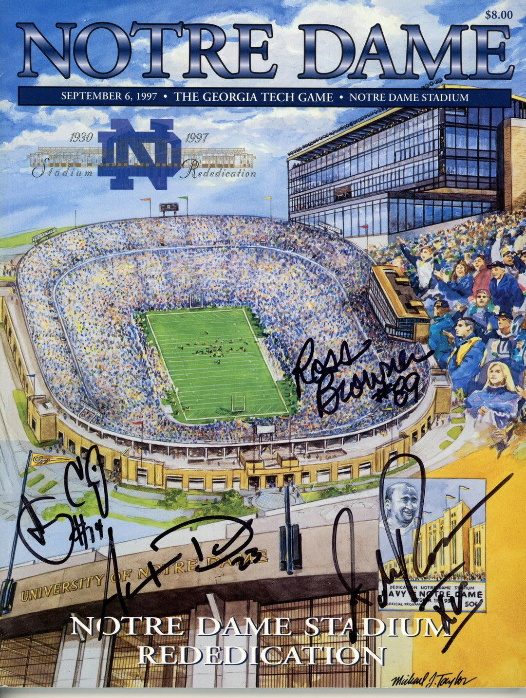 Covington Browner Denson Rossum Signed Notre Dame Irish 1997 Magazine JSA 55077