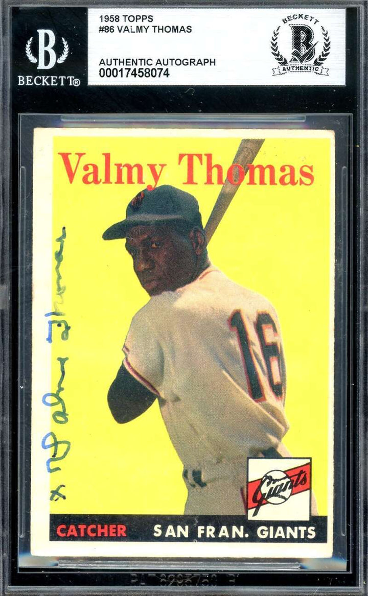 Valmy Thomas Beckett BAS Signed 1958 Topps Rookie Key Card Autograph