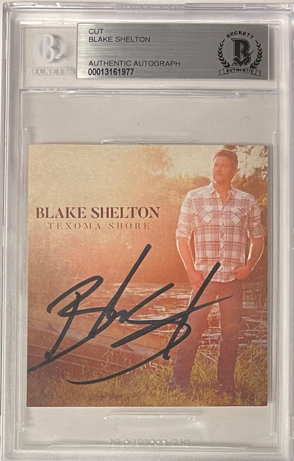 Blake Shelton signed 2017 Texoma Shore 2x3 Mini Album Cover Promo Cut Sig- BAS