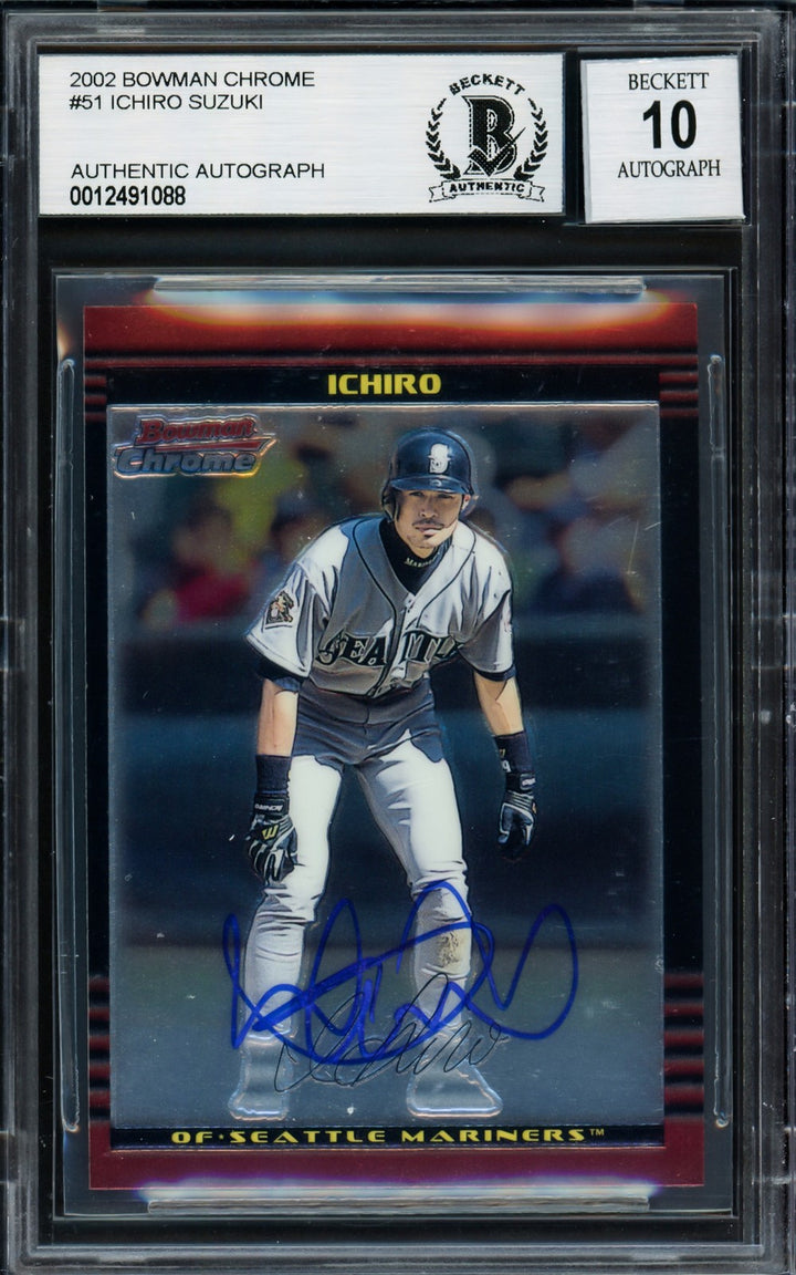 Ichiro Suzuki Signed 2002 Bowman Chrome Card 51 Mariners Auto GM 10 Beckett