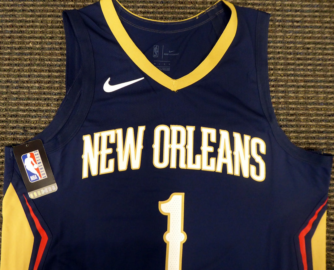 New Orleans Pelicans Zion Williamson Signed Blue Nike Jersey Size 48 Fanatics