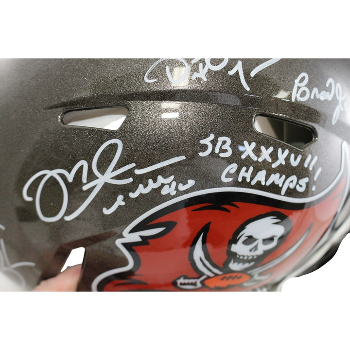 Tampa Bay Buccaneers SB 37 Brooks Sapp +4 Signed Pro TB Helmet Beckett W 54864