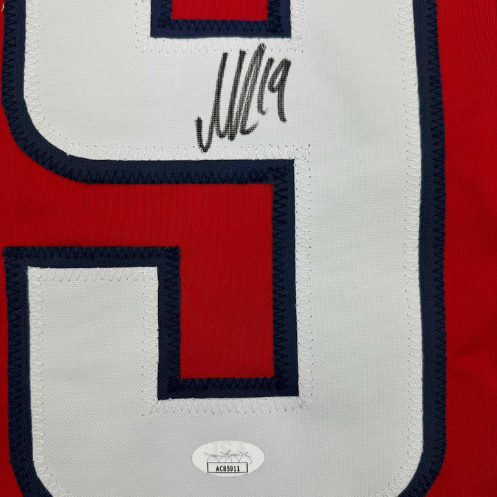 Framed Signed Nicklas Backstrom 35x39 Washington Red Jersey JSA COA