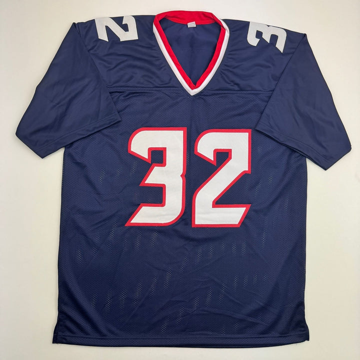 Autographed/Signed David Montgomery Houston Blue Football Jersey BAS COA
