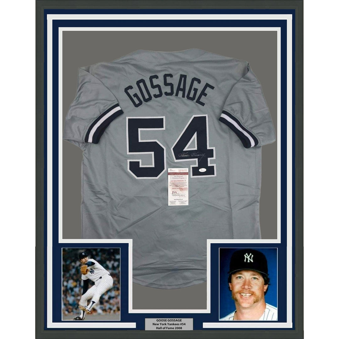 FRAMED Signed GOOSE GOSSAGE 35x39 New York Grey Jersey JSA COA Auto