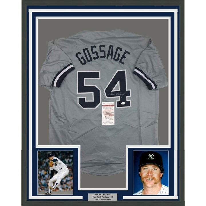 FRAMED Signed GOOSE GOSSAGE 35x39 New York Grey Jersey JSA COA Auto