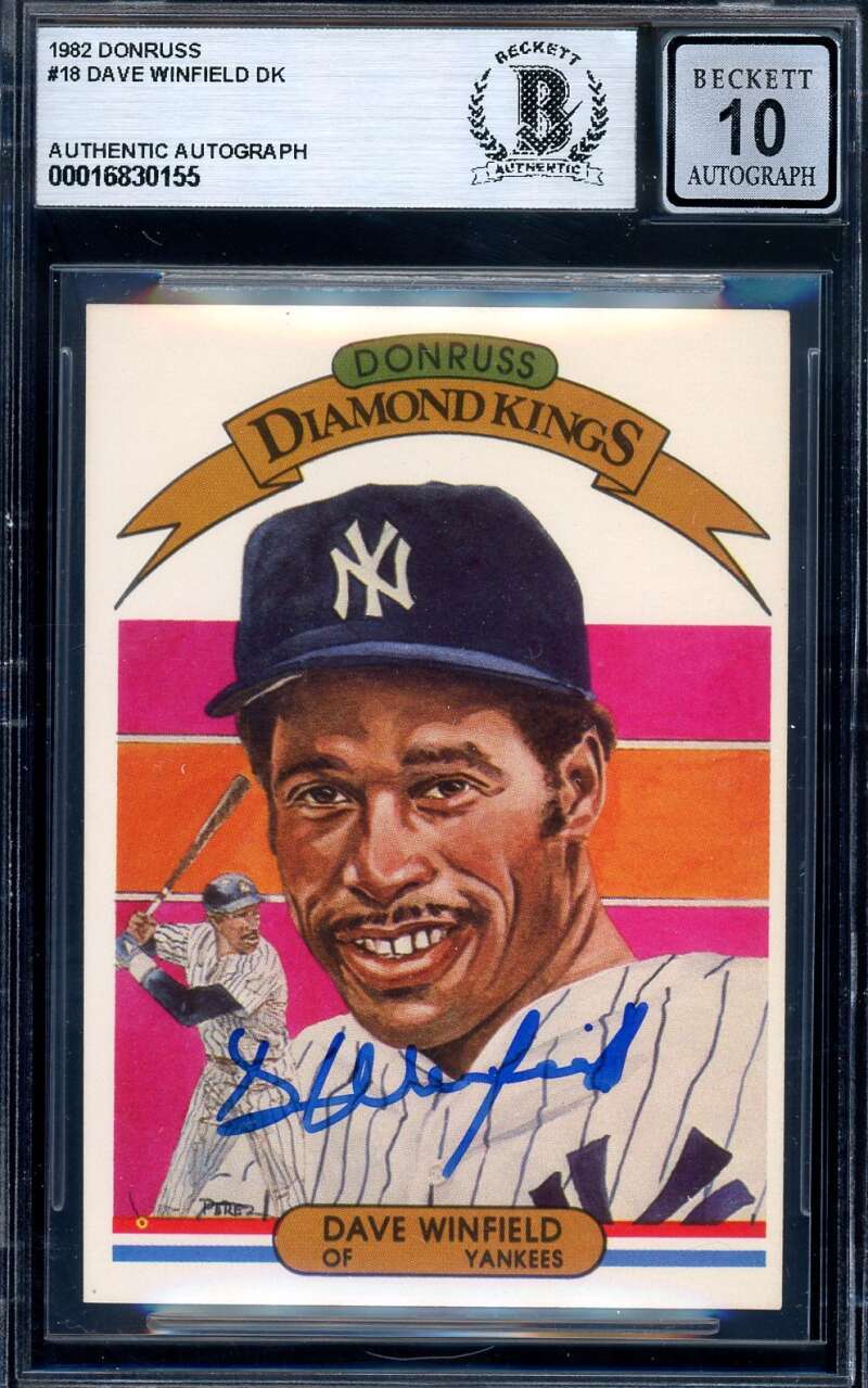 Dave Winfield Gem Mint 10 Beckett BAS Signed 1982 Donruss Draft Kings Autograph