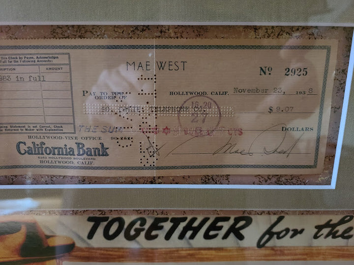 WC Fields Mae West JSA Loa Signed Dual Check Display Framed 35x34 Museum Quality