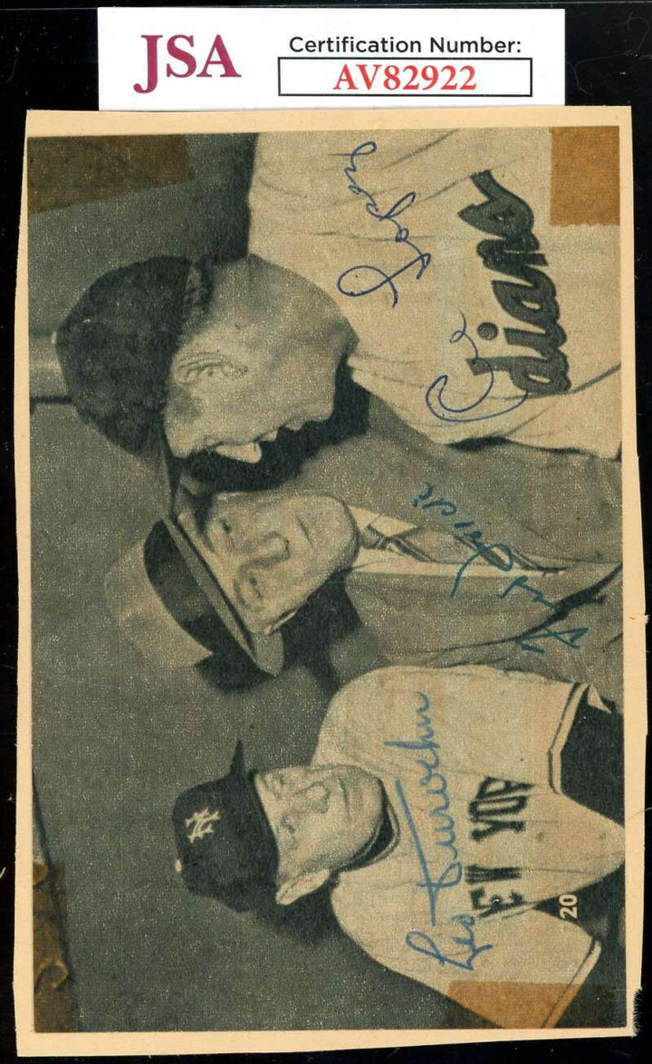 Leo Durocher Ford Frick Al Lopez JSA Cert Signed 4x6 Photo