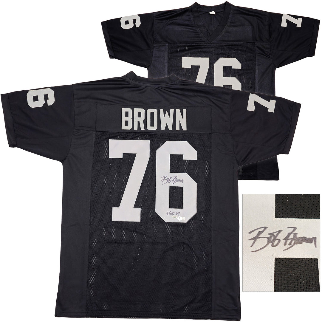Oakland Raiders Bob Brown Autographed Signed Black Jersey "HOF 04" Beckett