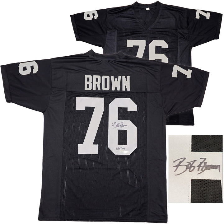 Oakland Raiders Bob Brown Autographed Signed Black Jersey "HOF 04" Beckett